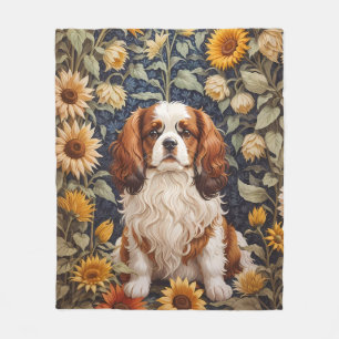 Elegant Sunflowers Cavalier King Charles Spaniel  Fleece Blanket