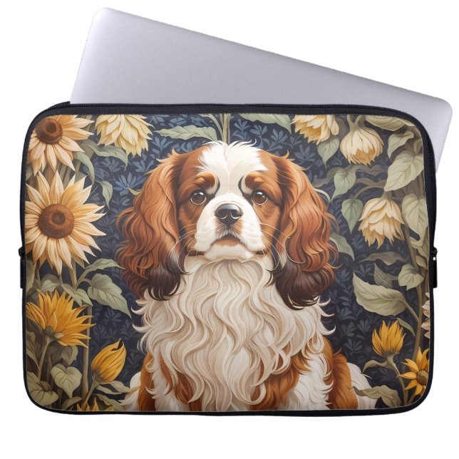 Elegant Sunflowers Cavalier King Charles Spaniel  Laptop Sleeve (Front)