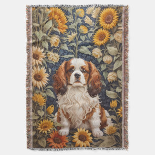 Elegant Sunflowers Cavalier King Charles Spaniel Throw Blanket