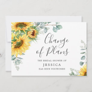 Elegant Sunflowers Change of Plans Bridal Shower Invitation