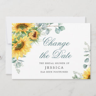 Elegant Sunflowers Change the Date Bridal Shower Invitation