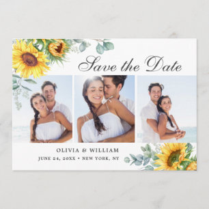Elegant Sunflowers Eucalyptus 3 PHOTO Wedding Save The Date