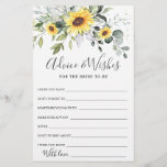 Elegant Sunflowers Eucalyptus Advice & Wishes Card<br><div class="desc">Elegant Sunflowers Eucalyptus Advice & Wishes Card.
Personalize with the bride to be's name and date of shower. 
For further customization,  please click the "customize further" link. If you need help,  contact me please.</div>