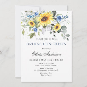 Elegant Sunflowers Eucalyptus BRIDAL LUNCHEON Invi Invitation