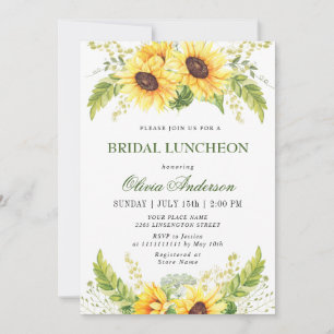 Elegant Sunflowers Eucalyptus BRIDAL LUNCHEON Invitation
