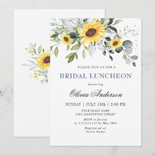 Elegant Sunflowers Eucalyptus BRIDAL LUNCHEON Invitation