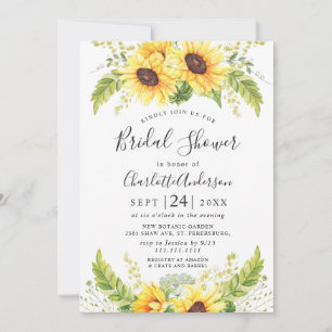Elegant Sunflowers Eucalyptus BRIDAL SHOWER Invitation