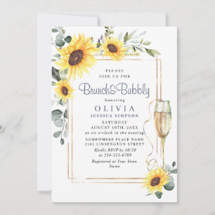 Elegant Sunflowers Eucalyptus Bridal Shower Invitation
