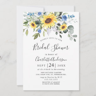 Elegant Sunflowers Eucalyptus BRIDAL SHOWER Invitation