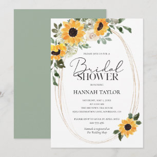 Elegant Sunflowers Eucalyptus Bridal Shower Invitation