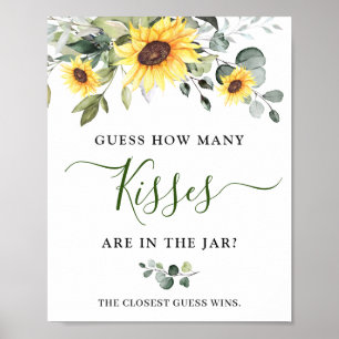 Elegant Sunflowers Eucalyptus Bridal Shower Poster