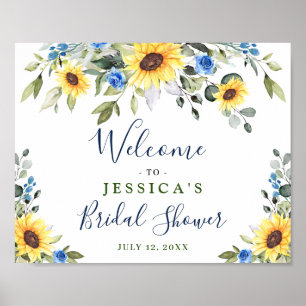 Elegant Sunflowers Eucalyptus Bridal Shower Poster