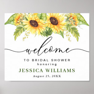Elegant Sunflowers Eucalyptus Bridal Shower Poster