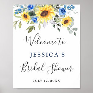 Elegant Sunflowers Eucalyptus Bridal Shower Poster