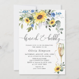 Elegant Sunflowers Eucalyptus Brunch & Bubbly Invitation