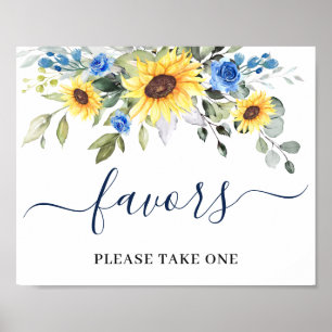 Elegant Sunflowers Eucalyptus Favours Wedding Sign