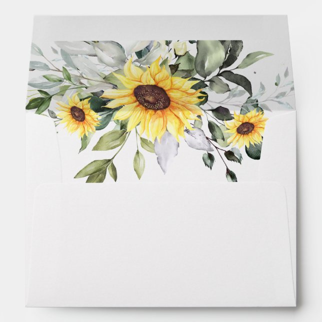 Elegant Sunflowers Eucalyptus Floral for 5x7 card Envelope (Back (Bottom))