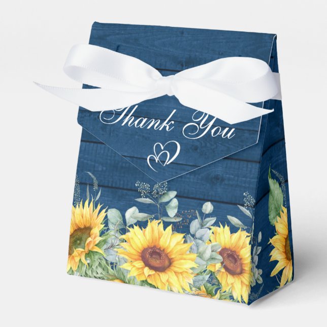 Elegant Sunflowers Eucalyptus Floral Gift Wedding Favor Box (Front Side)