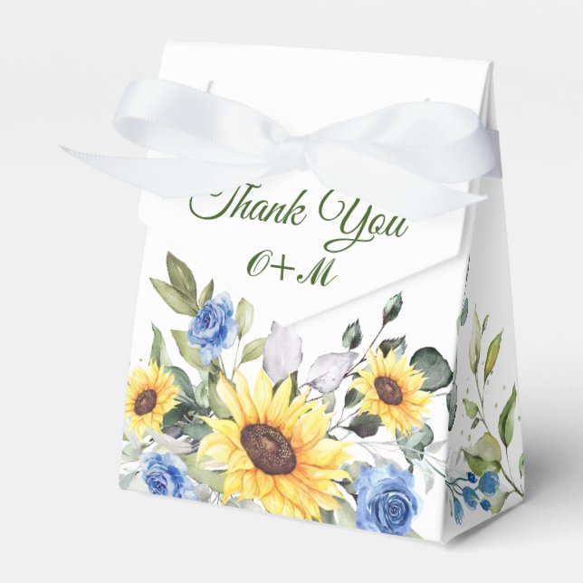 Elegant Sunflowers Eucalyptus Floral Gift Wedding Favor Box (Front Side)