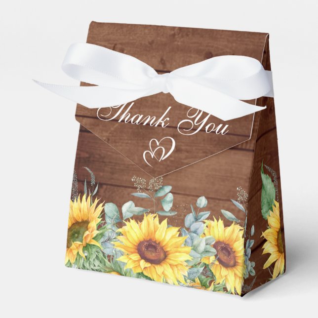 Elegant Sunflowers Eucalyptus Floral Gift Wedding  Favor Box (Front Side)