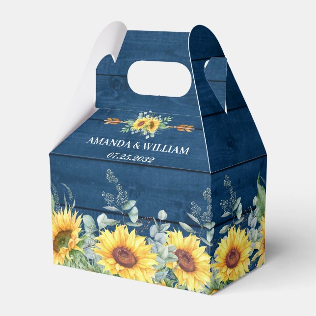 Elegant Sunflowers Eucalyptus Floral Gift Wedding Favor Box (Front Side)