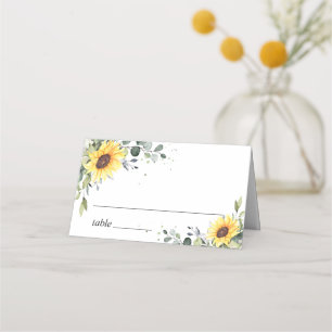 Elegant Sunflowers Eucalyptus Greenery Wedding Place Card