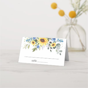Elegant Sunflowers Eucalyptus Greenery Wedding Place Card