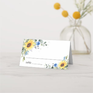 Elegant Sunflowers Eucalyptus Greenery Wedding Place Card