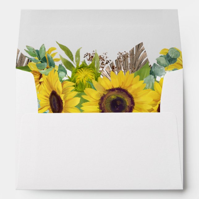 Elegant Sunflowers Eucalyptus Palm Frond Envelope (Back (Bottom))