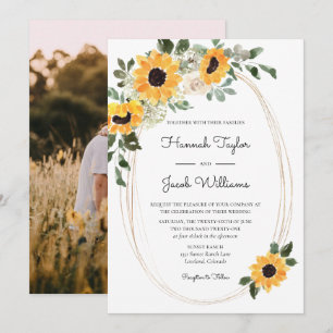 Elegant Sunflowers Eucalyptus Photo Wedding Invitation