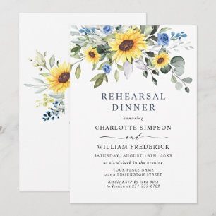 Elegant Sunflowers Eucalyptus REHEARSAL DINNER Invitation