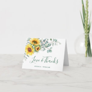 Elegant Sunflowers Eucalyptus Rustic Wedding Thank You Card