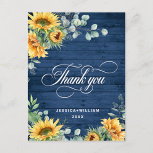 Elegant Sunflowers Eucalyptus RusticThank You  Postcard
