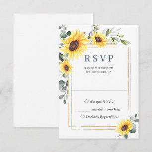 Elegant Sunflowers Eucalyptus Wedding RSVP Card