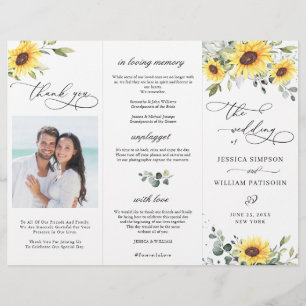 Elegant Sunflowers Floral Wedding Ceremony Program