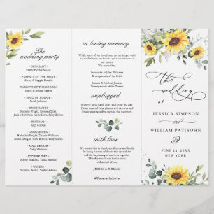 Elegant Sunflowers Floral Wedding Ceremony Program