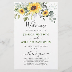 Elegant Sunflowers Floral Wedding Ceremony Program
