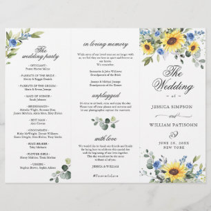 Elegant Sunflowers Floral Wedding Ceremony Program