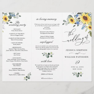 Elegant Sunflowers Floral Wedding Ceremony Program