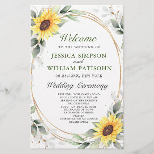 Elegant Sunflowers Floral Wedding Ceremony Program