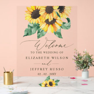 Elegant Sunflowers Garden Wedding Welcome Sign