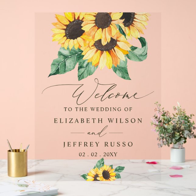 Elegant Sunflowers Garden Wedding Welcome Sign (Wedding)