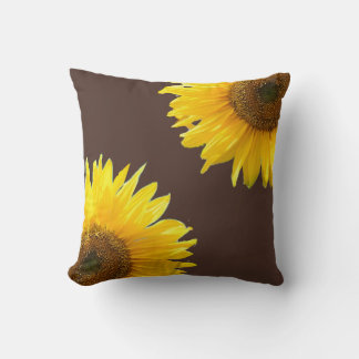 Elegant Sunflowers on Brown Throw Pillow