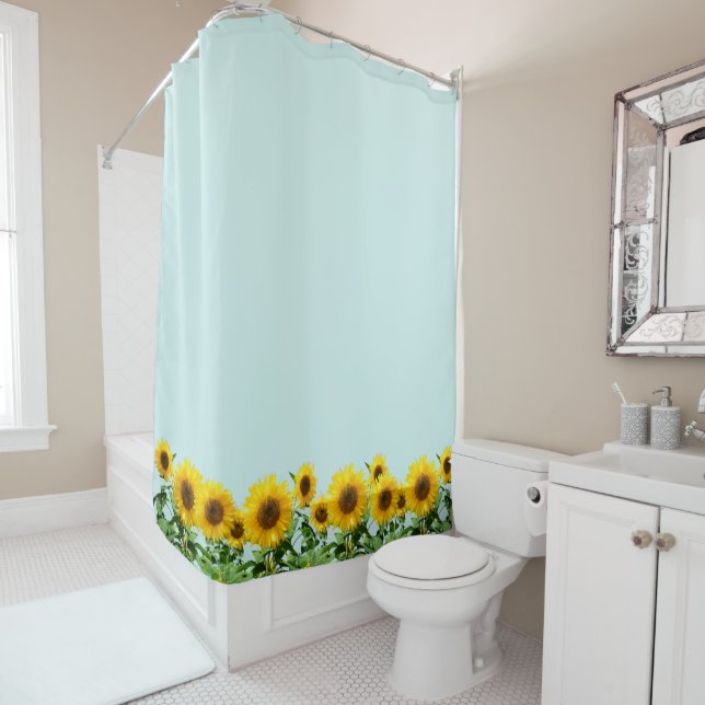 Elegant Sunflowers on Light Pale Blue (In Situ)