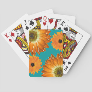 Elegant sunflowers playing cards
