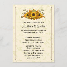 Elegant Sunflowers Rehearsal Dinner Invitation