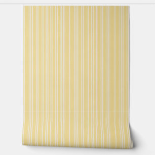 Elegant Sunny Yellow Candy Striped Wallpaper