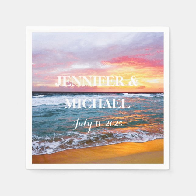Elegant Sunset Beach Tropical Summer Elegant  Napkin (Front)