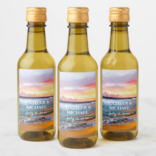Elegant Sunset Beach Tropical Summer Elegant Wine Label