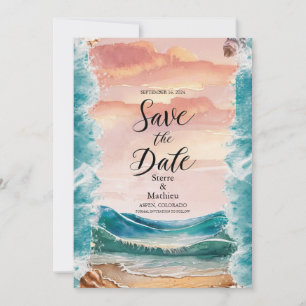 Elegant Sunset Beach Wedding Save The Date